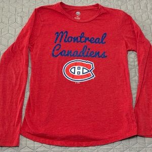 NHL Women’s Red Montreal Canadiens Long Sleeve Shirt Tshirt Size Small